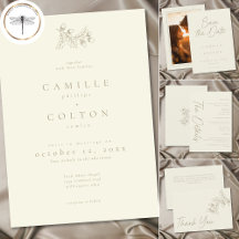 Ivory Cream Minimalist Leaf Acorn Fall Wedding