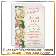 Elegant Watercolor Roses in Blush Pink and Ivory