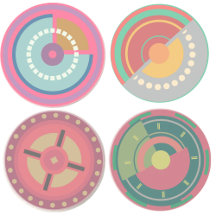 Polychrome Cocktail Party Coasters