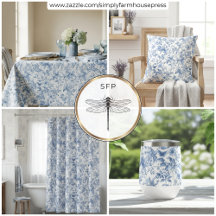 Vintage Elegant Blue White Floral Toile Home Decor