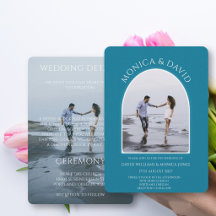 Modern Teal Blue Arch Photo Minimalist Wedding