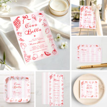 Ciao Bella Italian Hand Drawn Bridal Shower Suite