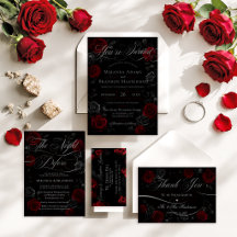 Elegant Black and Red Floral Wedding Collection
