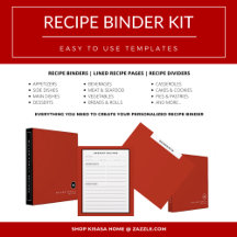 Recipe Binder Kit   Recipe Organizers   Simple Red
