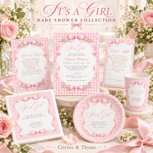 Pink Gingham Coquette Baby Shower Collection