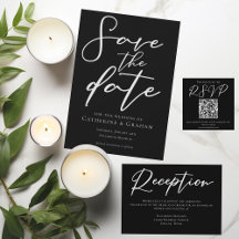 Simple Black White Typography Modern Wedding