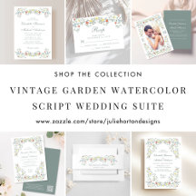 Vintage Garden Watercolor Script Wedding Suite