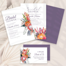 Colorful Tropical Flowers Bridal Shower Collection