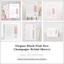 Elegant Blush Pink Bow Champagne Bridal Shower