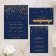 Navy Blue & Glam Gold Confetti Wedding