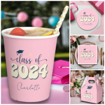 Retro Pink Class Of 2024 Graduation