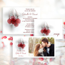 Red Frosty Berries Winter Wedding Stationery