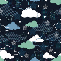 Cute Retro Starry Night Sky Pattern