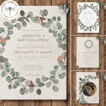 Minimal Rust Green Eucalyptus Wreath Wedding