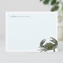 Coastal Blue Crab Watercolor Stationery Collection