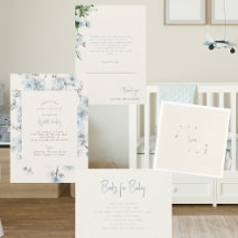 Delicate Blue Floral & Cream Baby Shower Suite