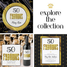 Gold and Black Fabulous Fifty Birthday
