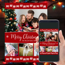 Fun Ho Ho Ho Text Red Holiday Christmas Pattern
