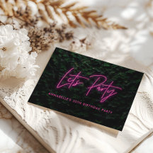 Lets party foliage wall neon pink funky birthday