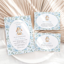 Cute Bunny and Blue Flowers Baby Shower Collection