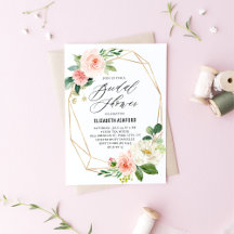 Geometric Gold Frames Pink Peach Floral Collection