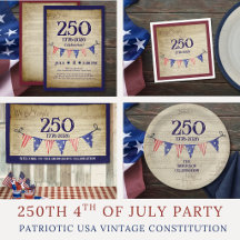 250th 4th of July Vintage Patriotic USA Party Invi