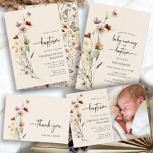 Rustic Boho Chic Wildflowers Baby Baptism Sprinkle