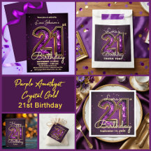 Purple Amethyst Crystal Gold 21st Birthday Party