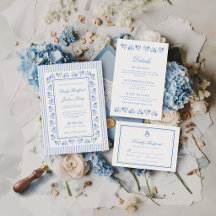 Chinoiserie Blue and White Floral Wedding Suite