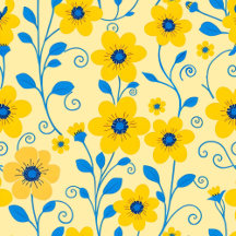 Butter Yellow and Blue Floral
