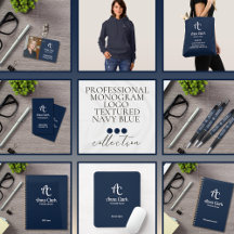Professional Monogram Logo Navy Blue Textured