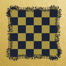Elegant Gold & Navy Blue Checkered Pattern
