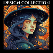 Beautiful Halloween Witch Orange Background