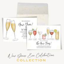 Happy New Year Watercolor Cute Cocktails