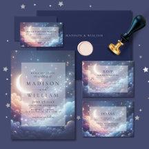 Celestial Moon and Stars Blue Wedding Suite
