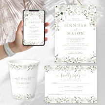 White Green Peony Rose Flower Eucalyptus Wedding