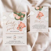 Baby Bear and Green Balloons Birthday Collection