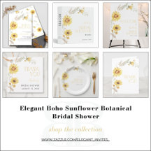 Elegant Boho Sunflower Botanical Bridal Shower