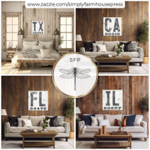 Farmhouse Industrial Rustic State Zip Code Art