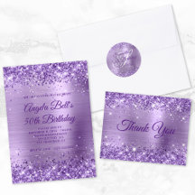 Glittery Light Purple Foil Birthday - Royal Purple
