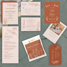 Simple Boho Floral Terracotta Wedding Suite