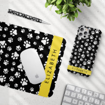 White Paws Pattern, Yellow - Home Decor Collection