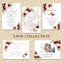  Burgundy Red Marsala Floral Collection