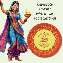 Happy Diwali Orange Cream Mandala Modern