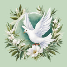 White Peace Dove Floral Wreath Collection