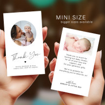 Photo & Script Newborn Baby Thank You MINI CARDS