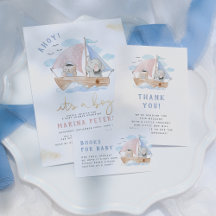 Ahoy! It's a boy! Blue Elephant & Bear Baby Shower