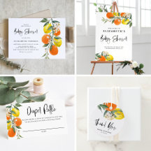 Botanical Orange and Lemon Baby Shower Collection