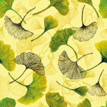 Ginkgo Biloba Leaves Botanical Pattern