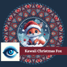 Cute Blue Christmas Kawaii Fox Personalized Gifts